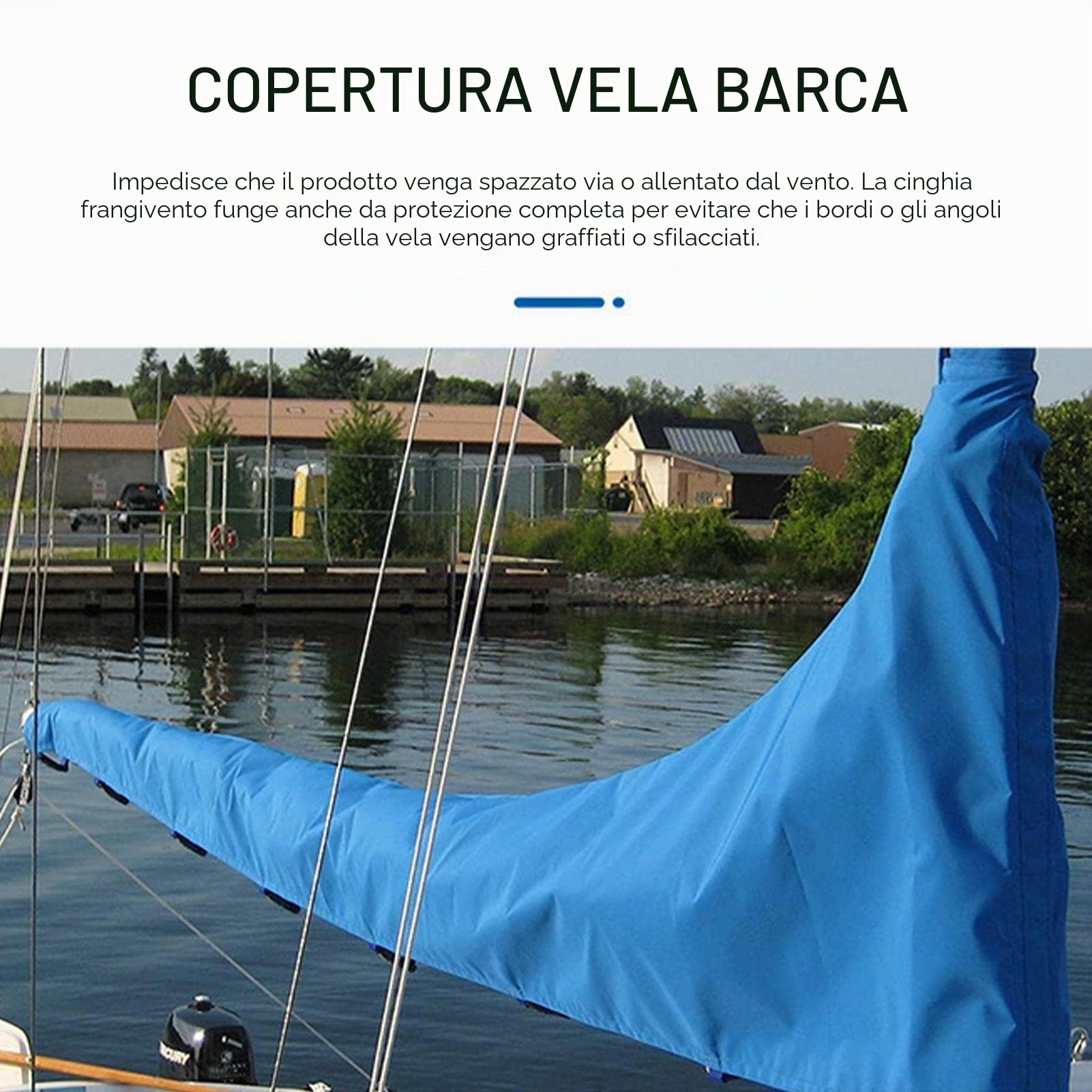 Copertura per vela per barche Copertura impermeabile per randa Copertura per barche Copertura antipolvere Oxford 210D Copertura per vela per barche Anti UV Anti vento Copertura parasole | Impermeabile per Bass Boat Copertura Vela Heavy Duty 210D Oxford Pa