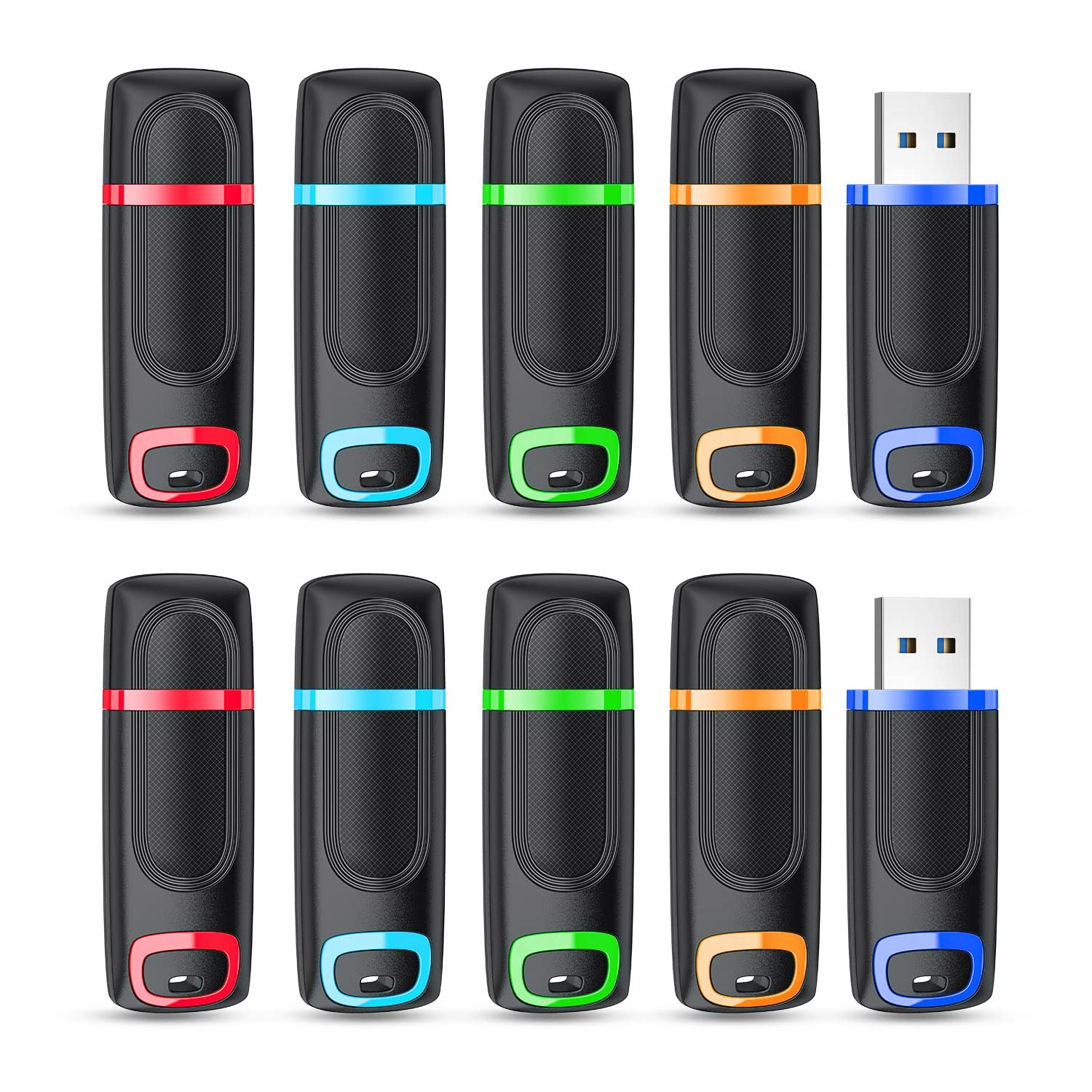 RAOYI Paquete de 10 unidades flash de 32 GB, memoria USB 3.0 de alta velocidad para almacenamiento de datos y copia de seguridad (multicolor)