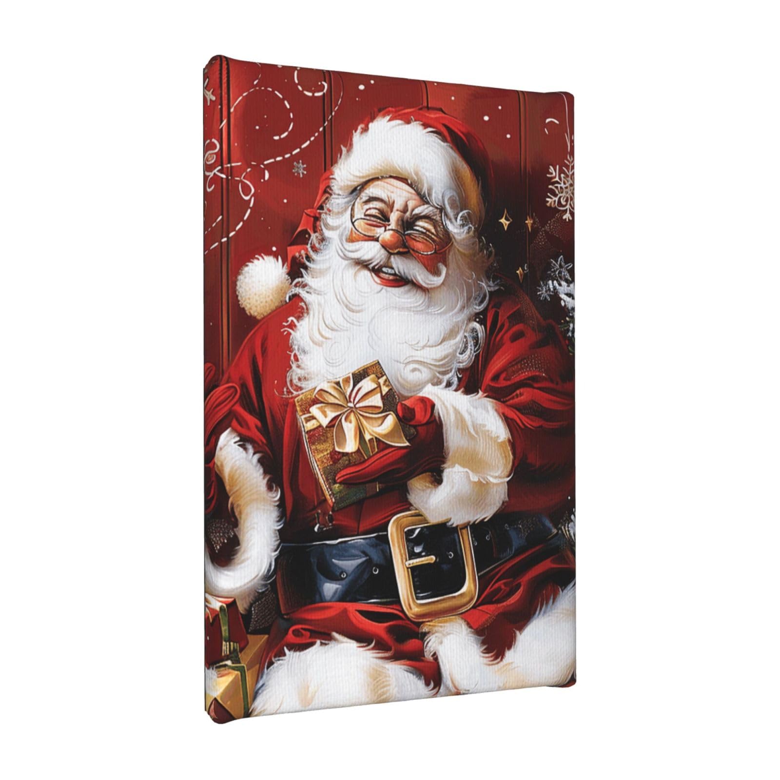 YKLJG Santa Claus Xmas Gifts Printed Wall Art Canvas Painting 20x30 CM Wooden Framed Picture Painting Artwork Prints for Bedroom Kitchen Home Office Decor