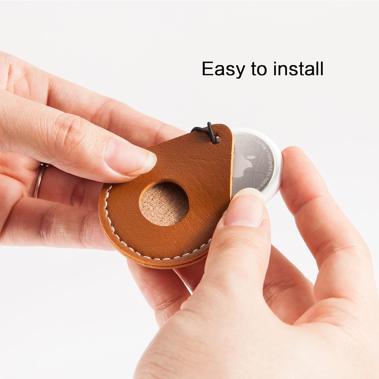 4 pack airtag holder leather case air tag cover keychain gps tracker remote finder key travel backpack pet locator