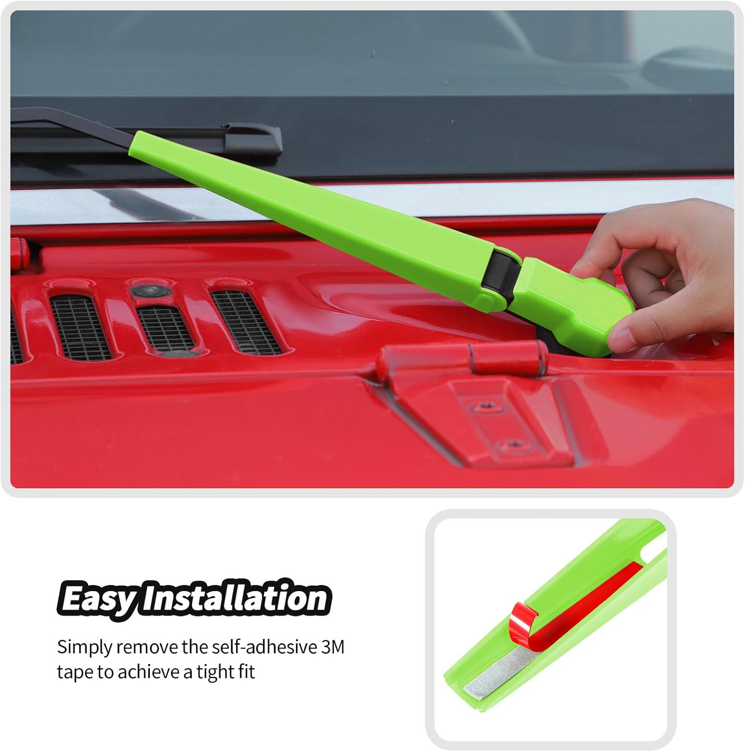 JeCar Windshield Wiper Blades Trim Decoration Cover for Jeep Wrangler JK JKU 2007-2017 Front & Rear Window Wiper Arm Blade Kit Accessories (Green)