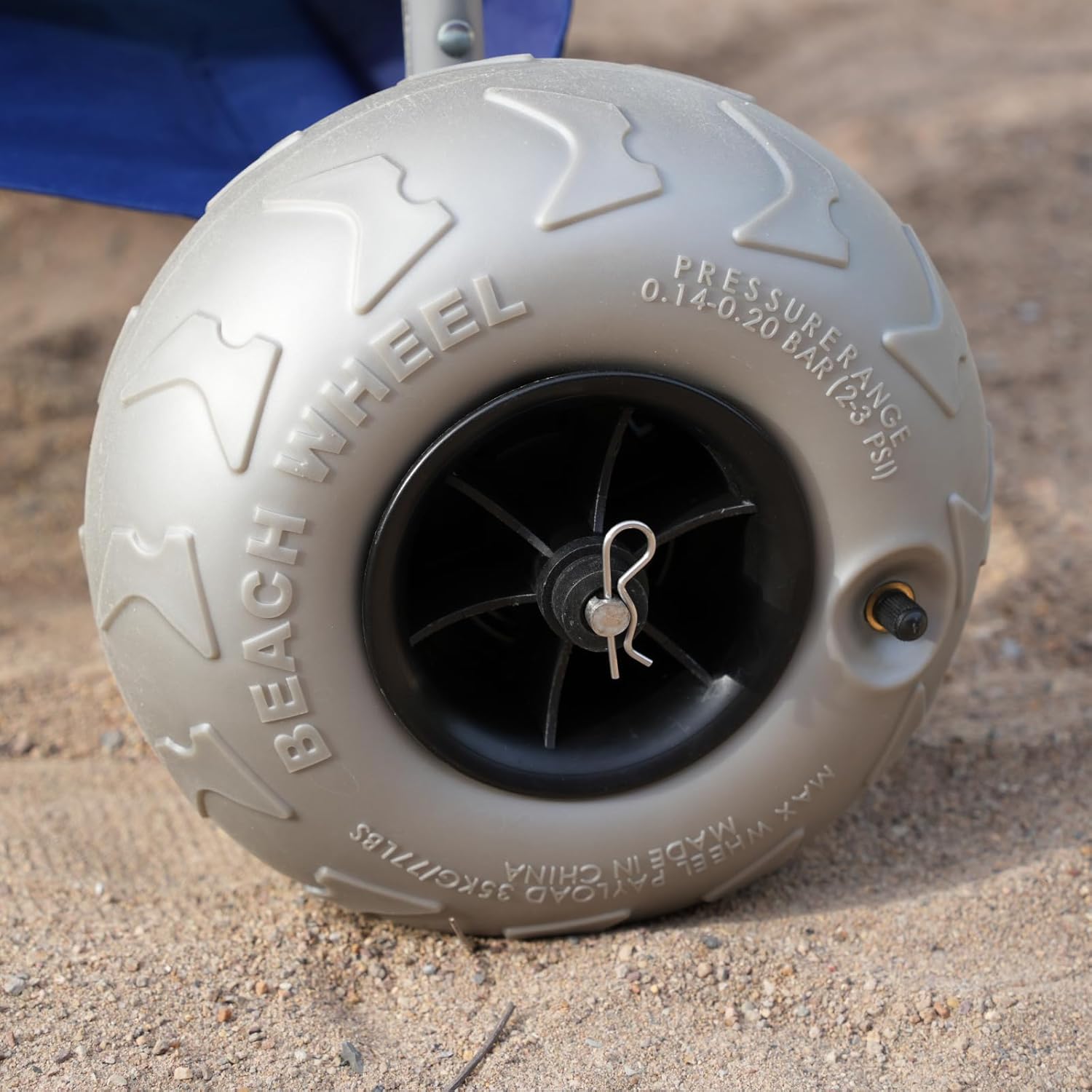 Beach Cart with 10‘’ Balloon Wheels, Holds 4 Folding Chairs, Collapsible Wheeler with Big Wheels for Sand, Pump Included