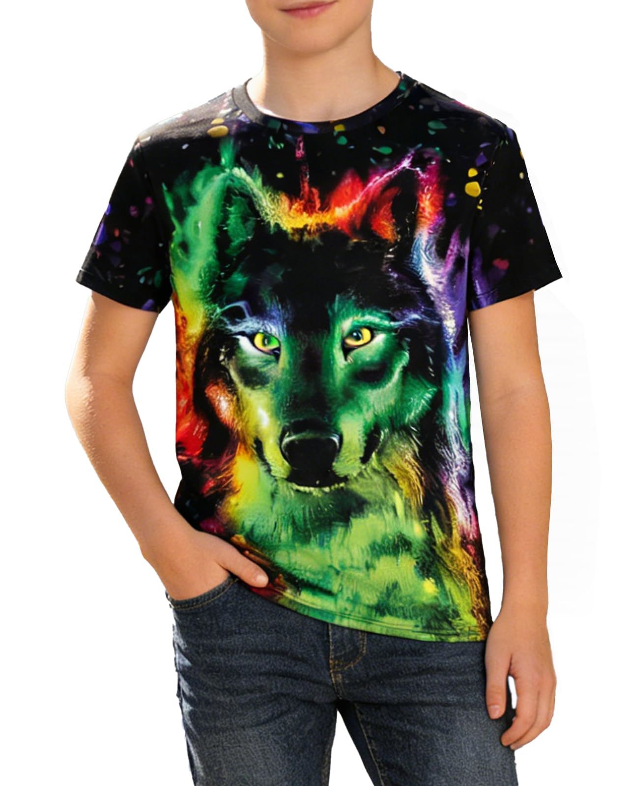 Boys 3D Print T-Shirts Girls Summer Colorful Design Graphic Tee Kids Crewneck Short Sleeve Causal Tops