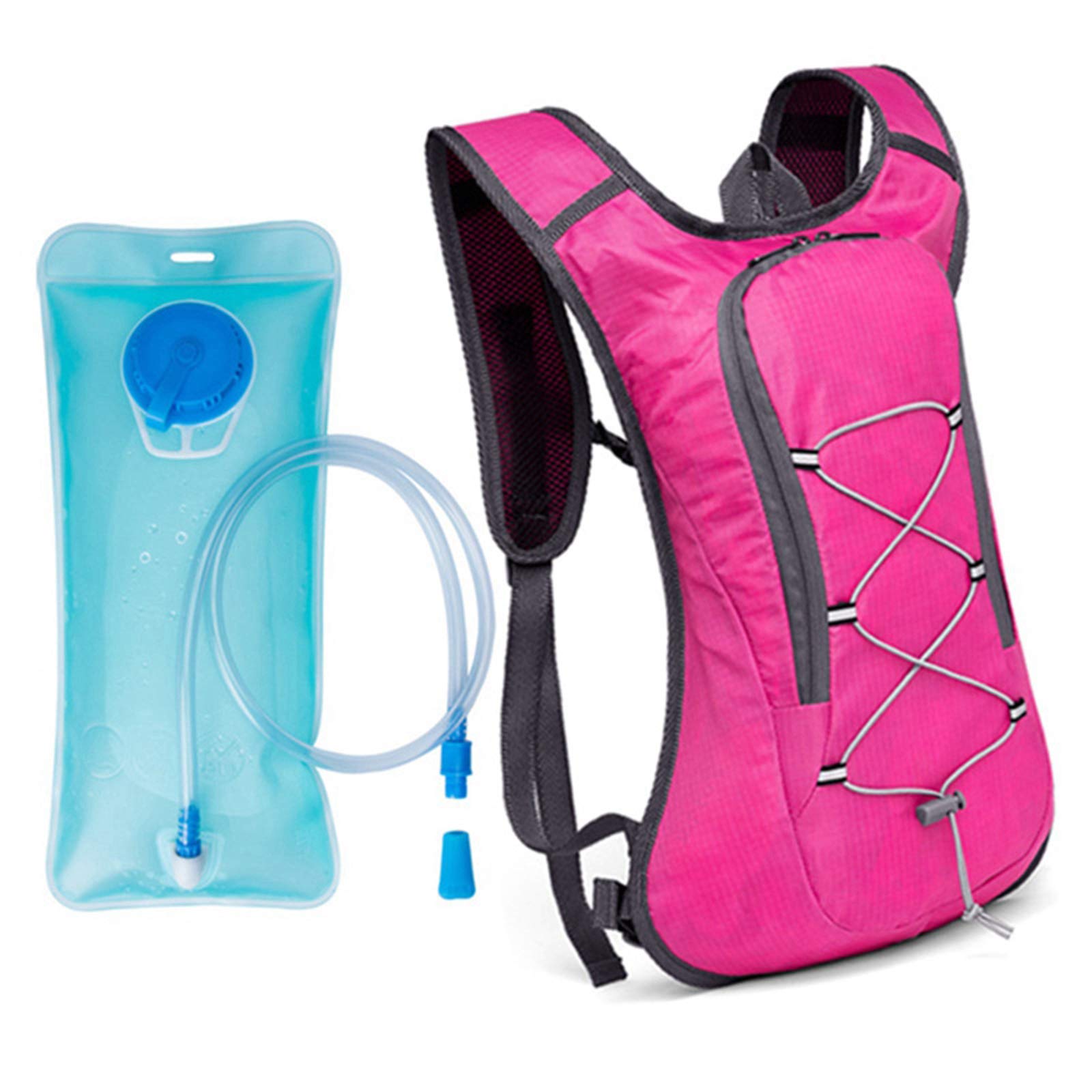 Sac à Dos VTT, Sac Hydratation avec Poche d'eau 2LSac à Dos Running Léger 8L pour Homme Femme pour Vélo VTT Randonnée Alpinisme Camping,Pink