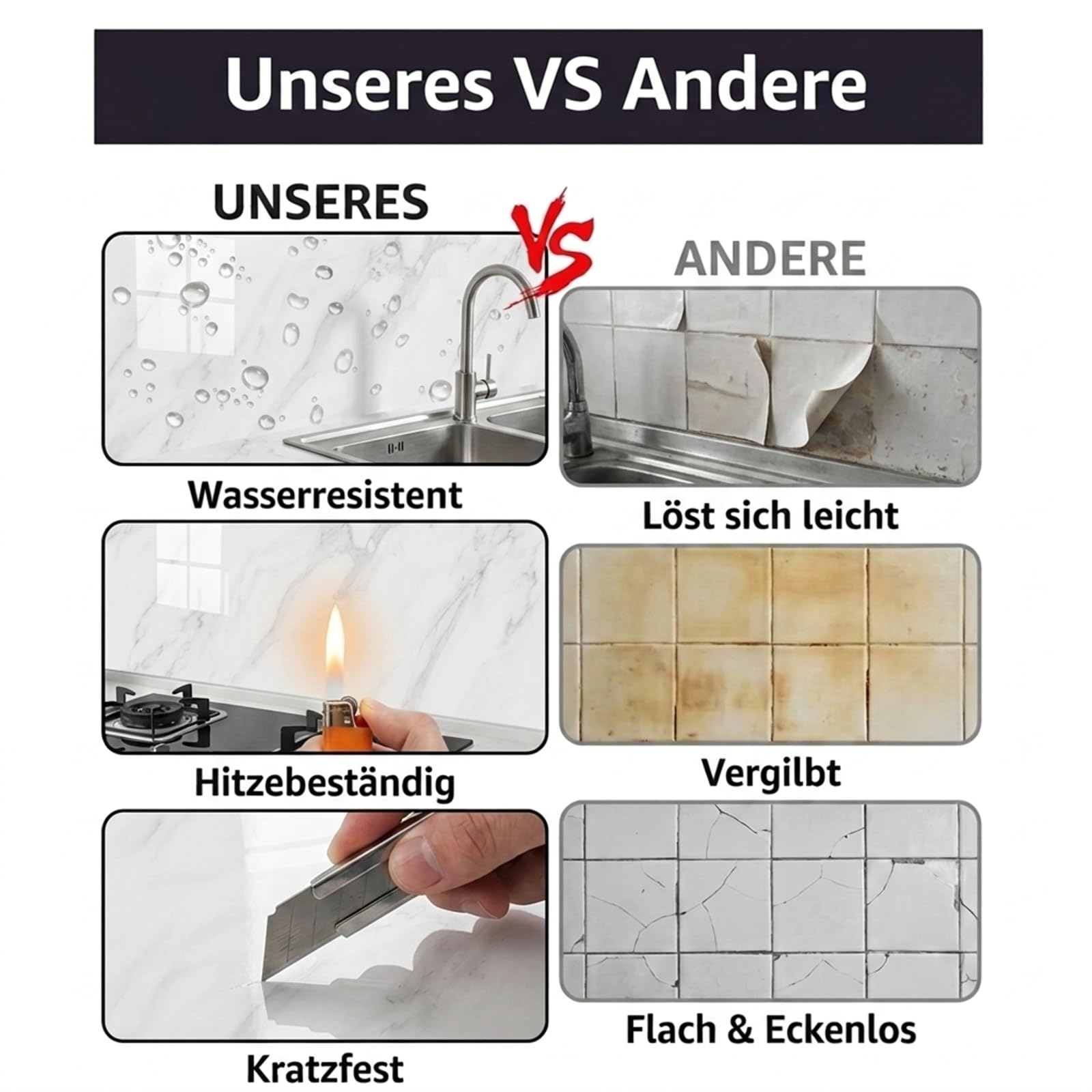 Azulejos autoadhesivos, 20 unidades, 30 x 30 cm, aspecto de mármol, azulejos adhesivos impermeables para cocina y baño, paneles de pared de PVC para salón, azulejos de pared, color blanco