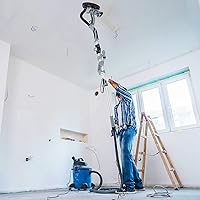 Vista 7 de Towallmark - Lijadora eléctrica para paneles de yeso, velocidad variable de 710 W, 800-1700 RPM con luz LED, mango extensible y plegable, 6 discos