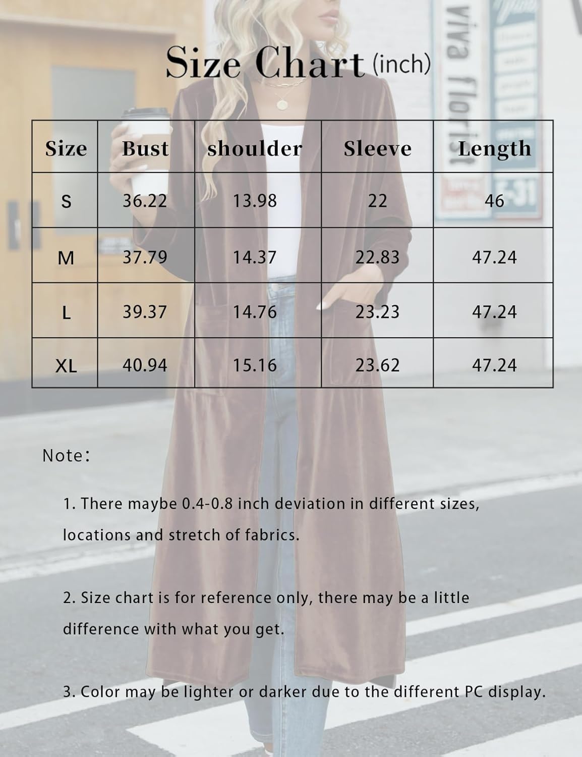 Women's Long Velvet Cardigan Jacket Casual Open Front Velour Lapel Cardigan Maxi Blazer Duster Outwear Sweater - Image 7