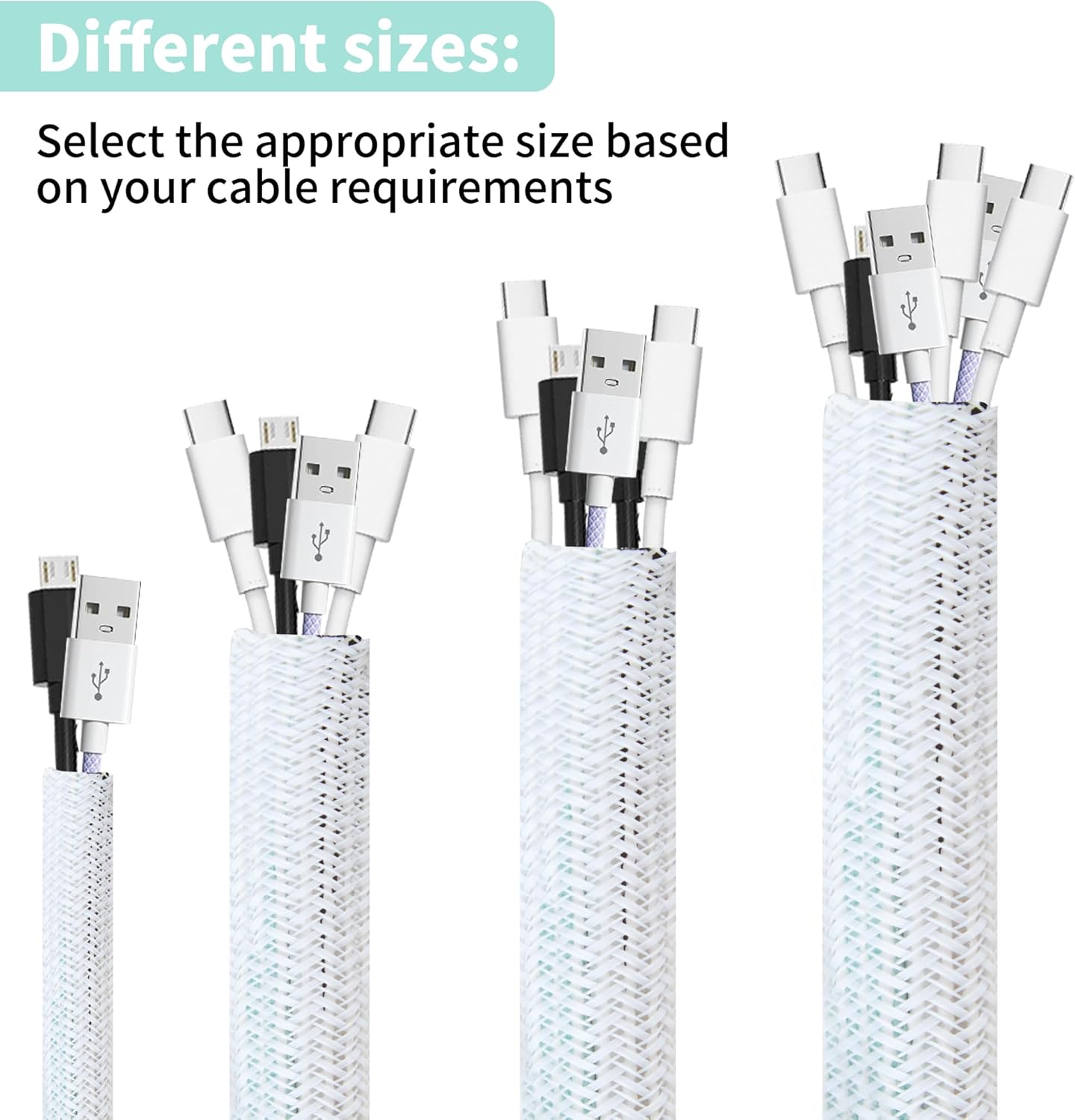 50ft 1 Inch White Cable Sleeve – Split Wire Loom Tubing Cord Protector – Flame Retardant Polyester Cable Management Wrap for Desk, TV, PC – Pet Chew Resistant & Easy to Cut