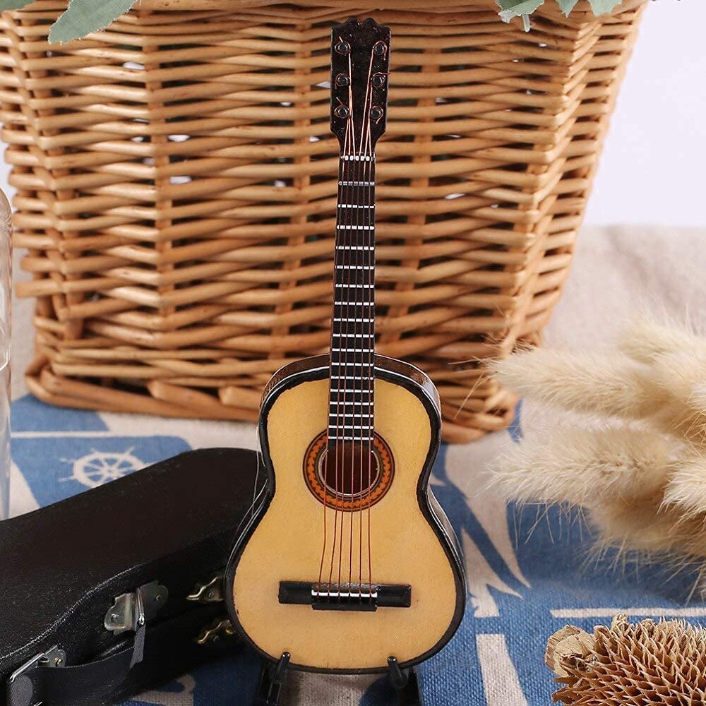 Figurín para jardín,Escultura de Estatua única Abstracta Estatuas y esculturas Creativas Decoración al Aire Libre para jardín, Guitarra acústica de Madera en Miniatura Instrumento Musical De