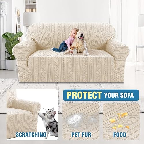 Miniatura 5 de H.VERSAILTEX Funda para sofá, 1 pieza, funda elástica para sofá, fundas antideslizantes para sofássofás, fundas suaves para perros, lavable, de tela