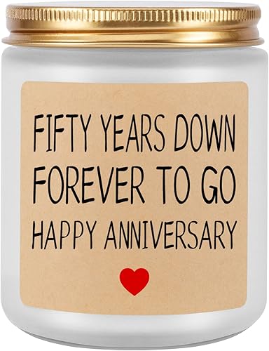 Vela perfumada Regalo de vela de aniversario de 50 años para pareja, regalo de feliz 50 aniversario para él, ella, marido, esposa, boda