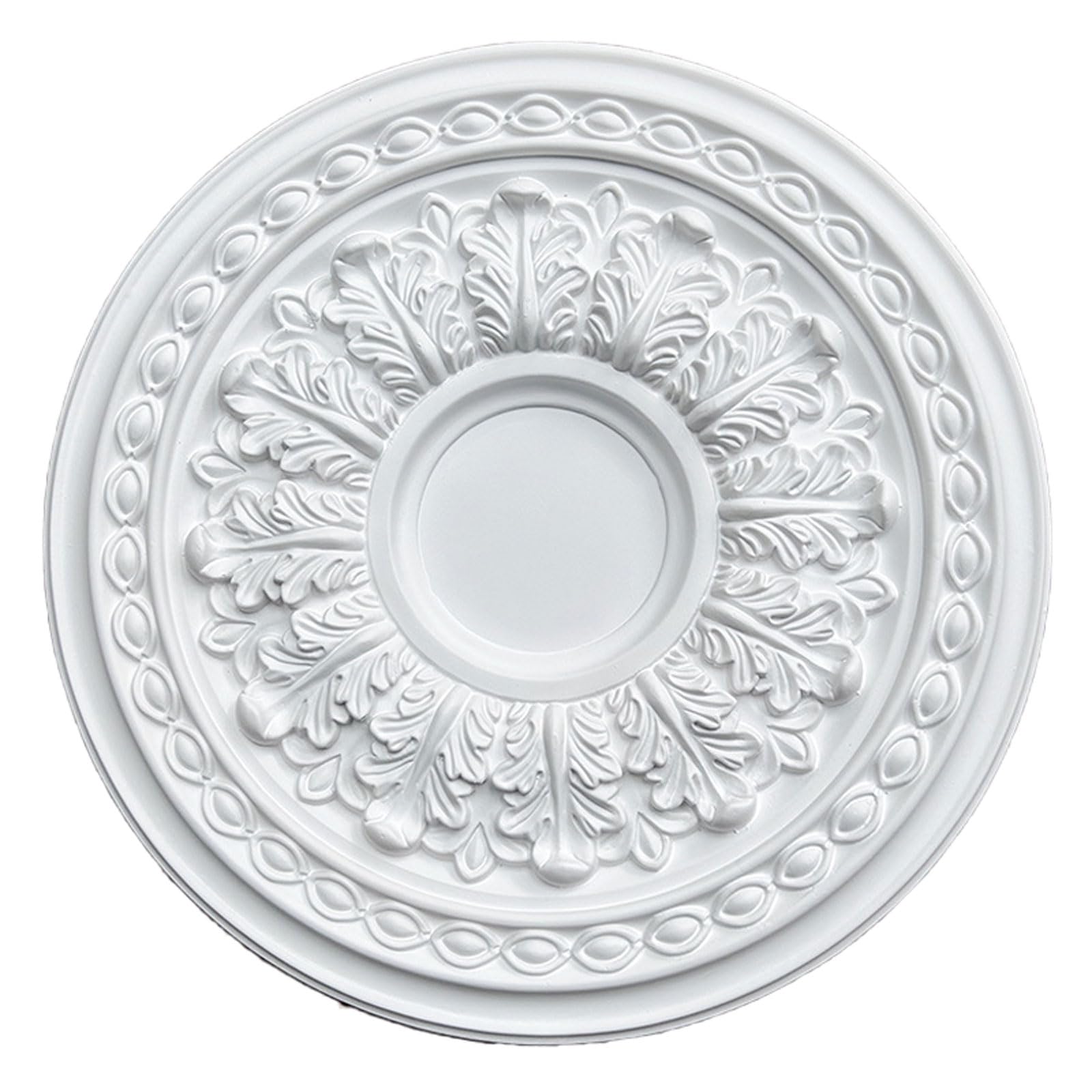Foelanne White E Round Pu Ceiling Medallion White Lightweight No Drilling 24-60Cm(,34Cm)