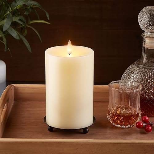 Miniatura 5 de Velas de pilar sin llama parpadeantes con temporizador remoto, vela LED que funciona con pilas de hasta 400 horas, velas de cera real con llama