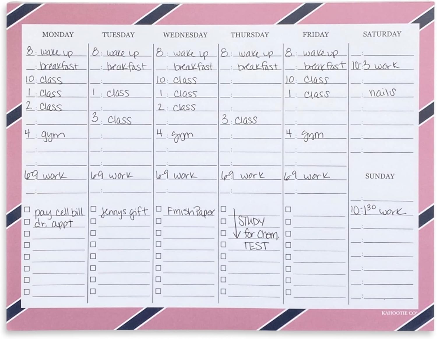 Weekly Planner Notepad by Kahootie Co- Daily Agenda and To-Do List, Large 8.5" x 11" Desk Pad, 50 Undated Pages For Work, School and Personal Organization (PINK)