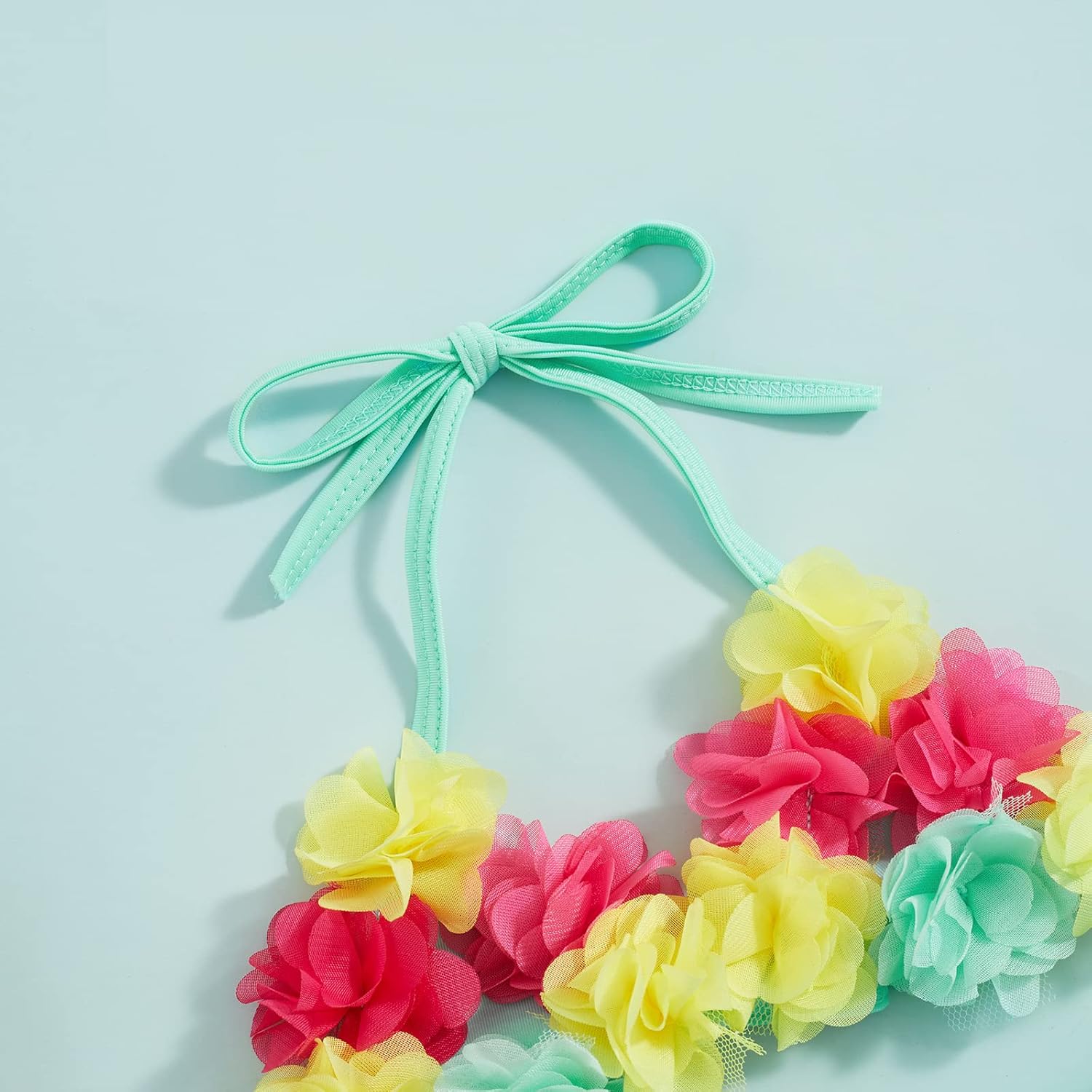 Yccutest Infant Baby Girl Flower Swimsuit 3Pcs Halter Triangle Tops Ruffle Bottoms Sun Hat Bikini Set Bathing Suit Swimwear - Image 4