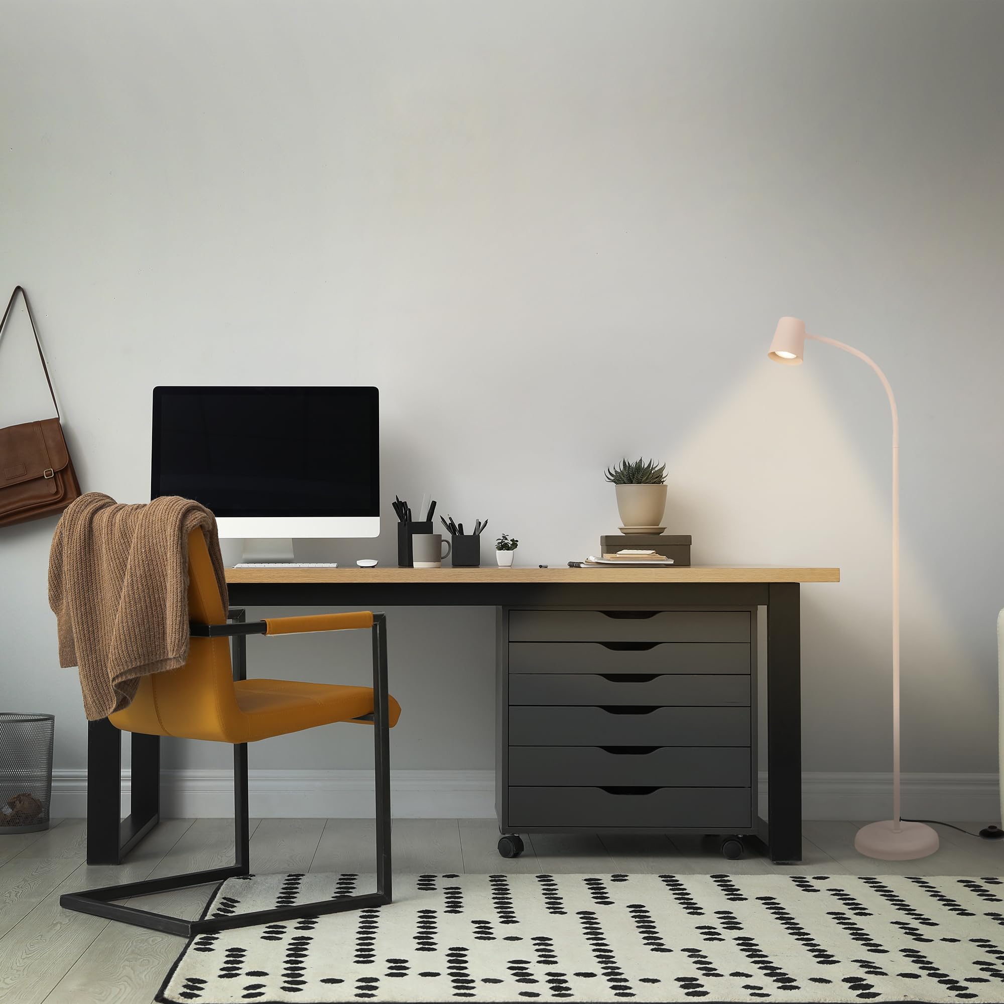 BRILONER - Lampara de Pie como Decoración de Salón y Lámpara de Lectura, 127.5x21cm, Giratoria, Interruptor, Iluminación Indirecta, LED, Luz Lectura, Luz LED, Beige