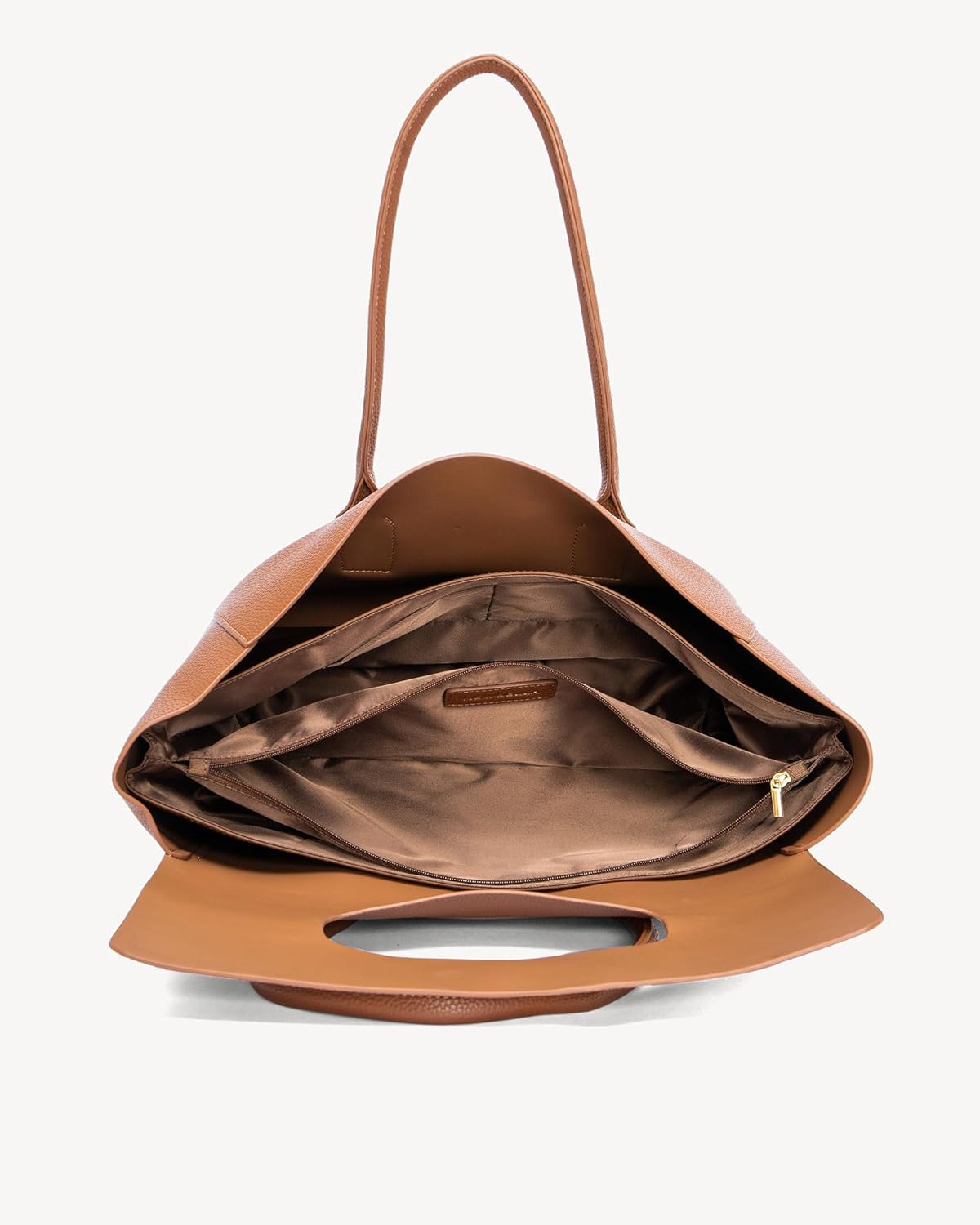 NEWBELLA Women's Vegan Leather Tote Bag, Large Capacity Bag, Vintage Hobo Shoulder Purse with Top Handle for Daily & Work (Brown Tote) - Image 7