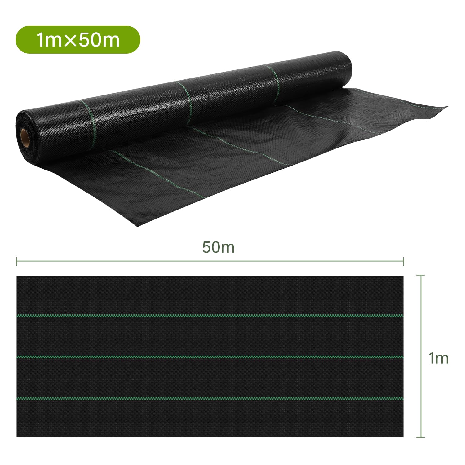 Włóknina przeciw chwastom 100 g/m², włóknina ogrodowa, 100 x 5000 cm, tkanina glebowa, przepuszczająca wodę, folia przeciw chwastom, odporna na rozdarcia i promieniowanie UV, do ogrodu