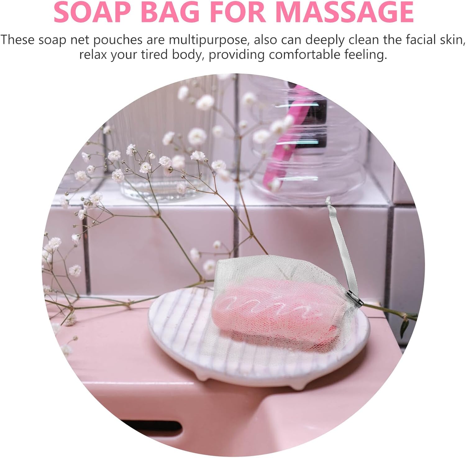 8PCS Facial Foaming Nets Soap Saver Pouches with Drawstring for Exfoliating and Deep Face Cleaning Multipurpose Mesh Bags Suitable for Handmade and Cosmetic Soaps