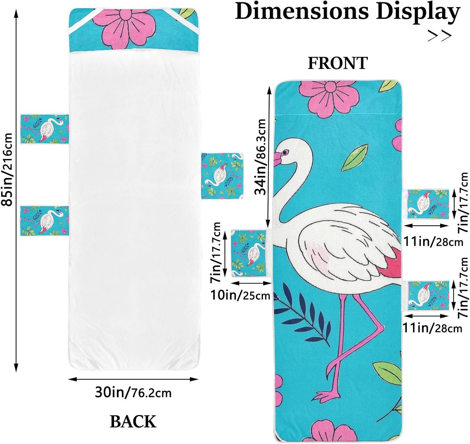 Elegant Animal Flamingo Peach Blue Patio Lounge Chair Covers Heavy Duty Outdoor Chaise Lounge Cover with Windproof Straps for Beach Garden Courtyard Trips, 85" X 30"