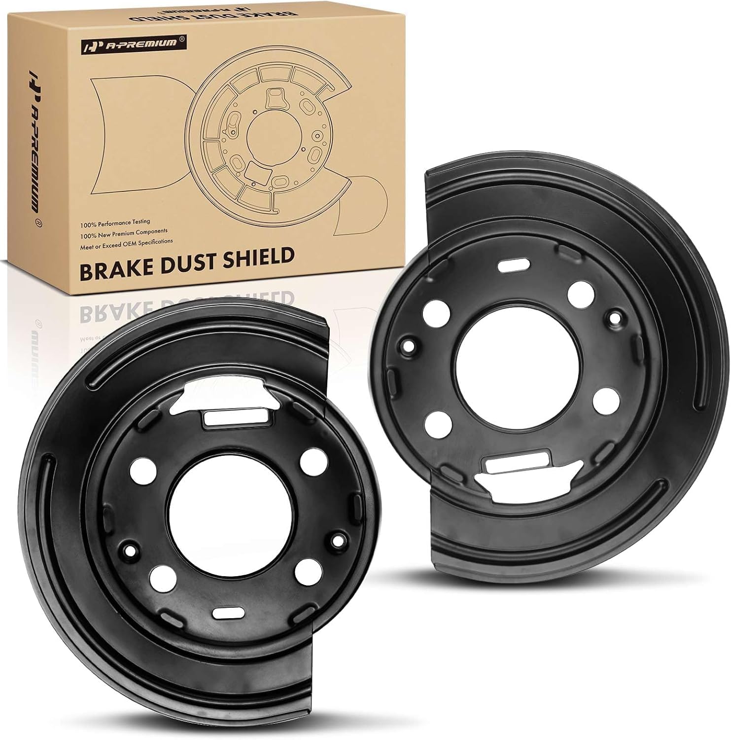 A-Premium Rear Driver or Passenger Side Brake Dust Splash Shield Compatible with Cadillac Escalade EXT Chevrolet Silverado 1500 2500 3500 Tahoe GMC Sierra 1500 2500 3500 Yukon XL 1500 2500 2-PC
