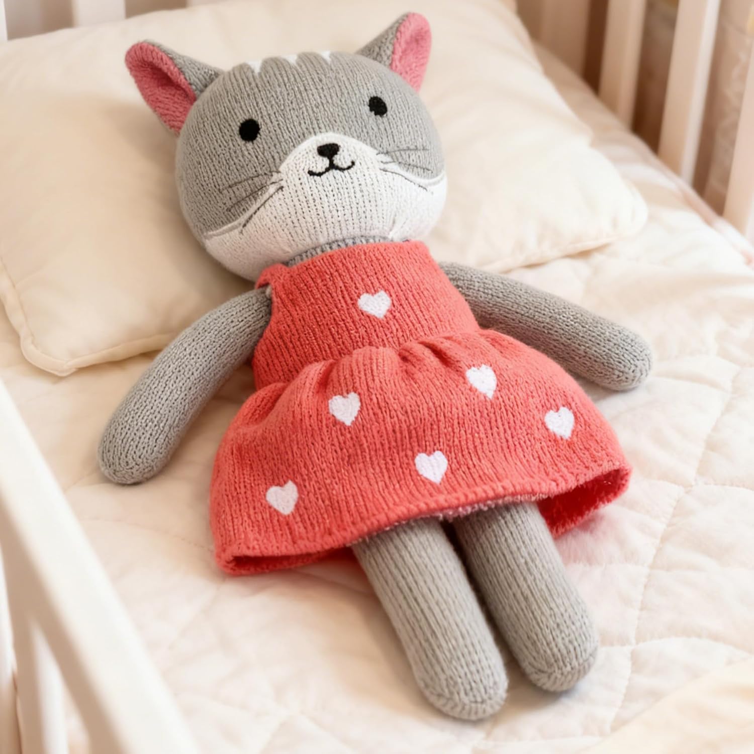 Knitted Cat Stuffed Animal,11 Inch Stuffed Animal Plush Cat Cute Animal Cat Toy for Kids,Soft Cat Toy Plush Knitte Stuff Animal Birthday