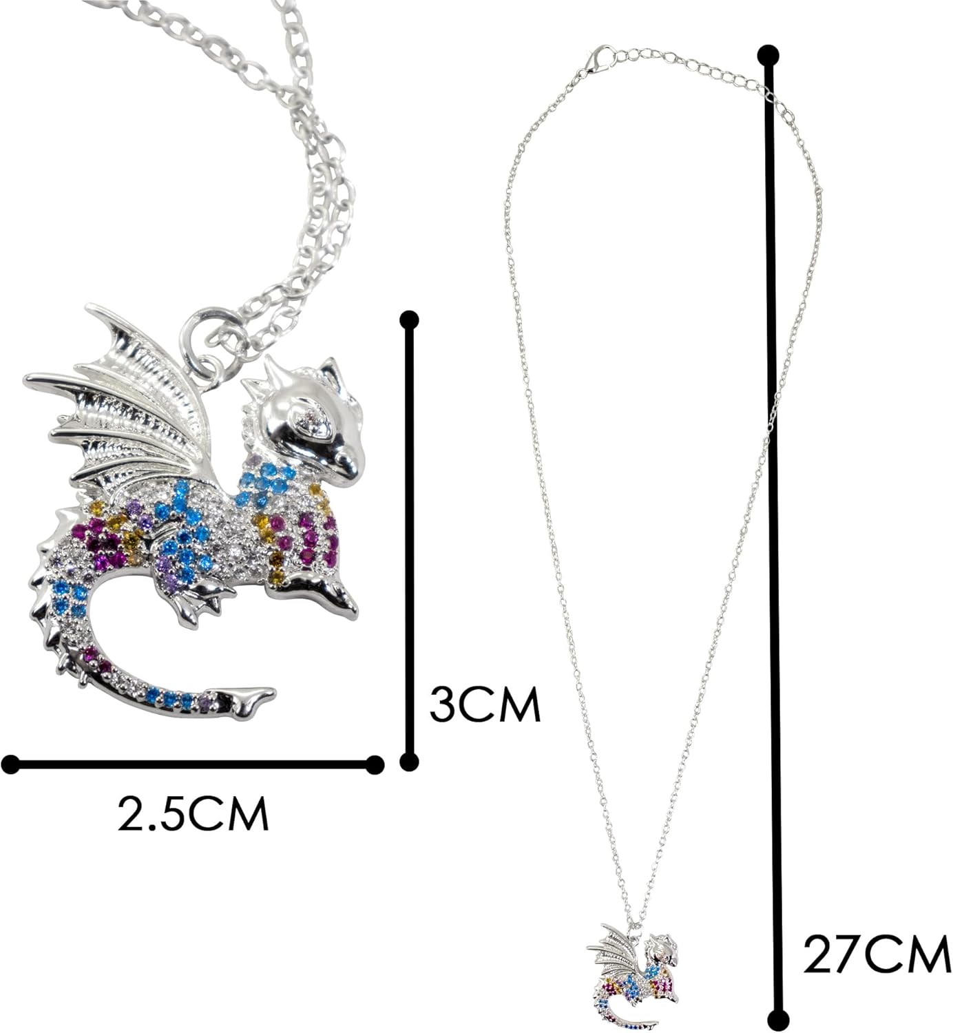 AlterImage Dragon Pendant Necklace Embellished w/Sparkling Aqua Blue Crystals & Comes with Jewelry Box, Great as Gifts - Image 4