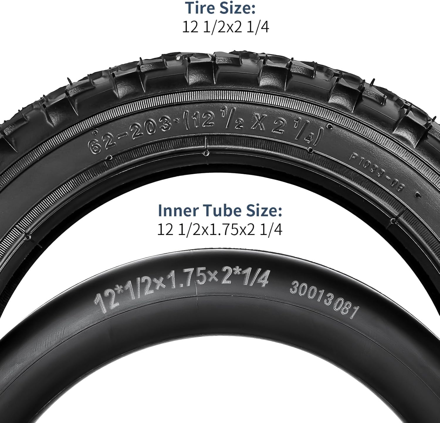 YUNSCM 2-PCS 12.5" Kid Bike Tires 12 ½ X 2 ¼ (62-203) and 12.5" Bike Tubes Schrader Valve Compatible with Mountain Bike 12 1/2 X 2 1/4 Bike Tires and Tubes (Y-602)
