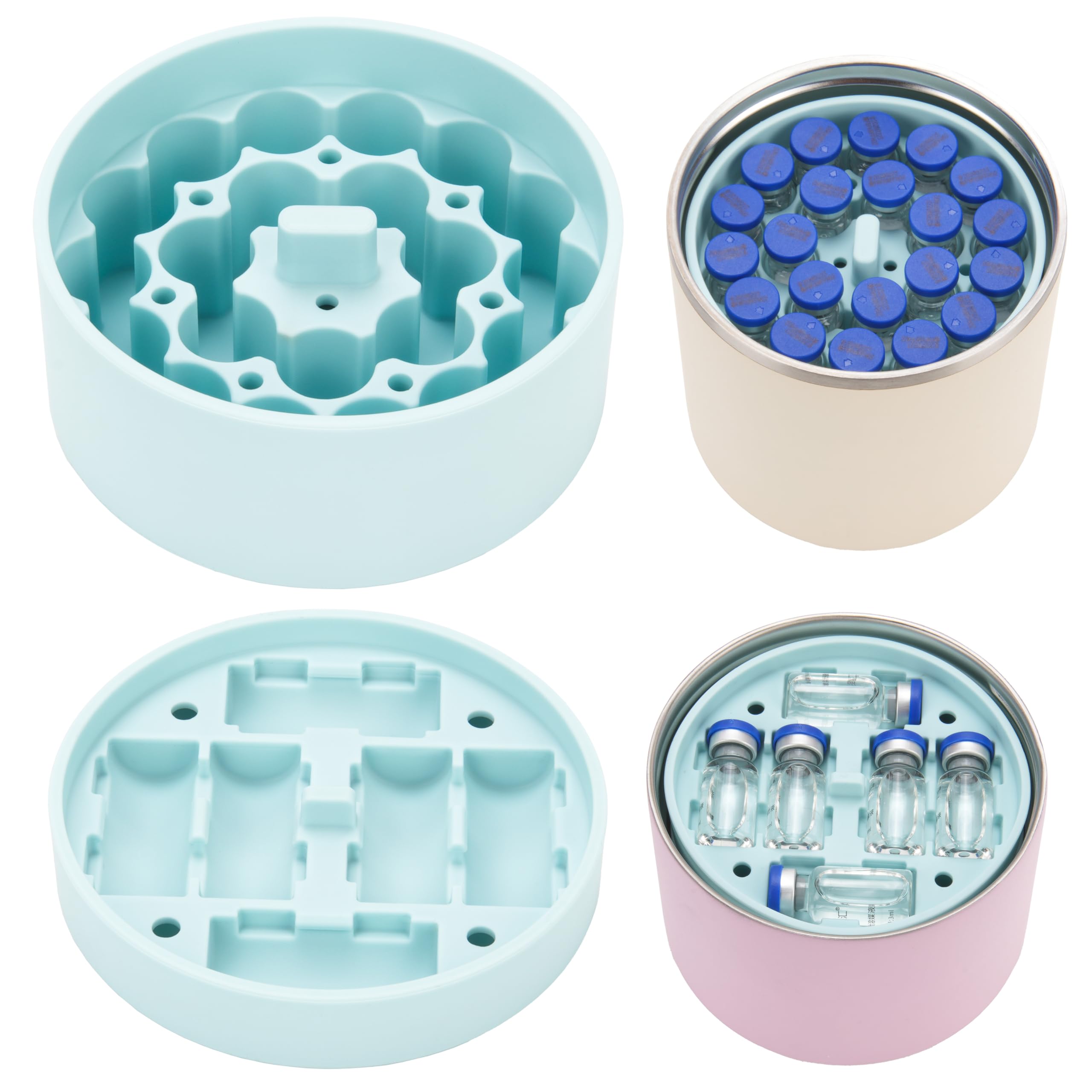 2 Packs Silicone 3ml Vial Insert Compatible with Hydrapeak Food Jars,Vial Insert Peptide Storage Case for 32/25/18oz Hydrapeak Food Thermos, Holds a Maximum of 48 Vials, Blue.-image-23