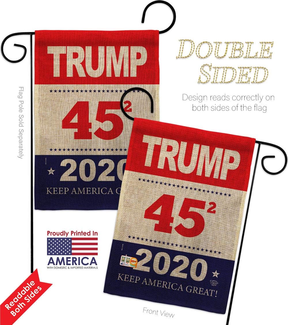 Trump Keep America Burlap Garden Flag-2pcs Patriotic Vote President Donald Election Support United State American House Banner Small Yard Gift Double-Sided, Thick, 2 pcs Flags Pack