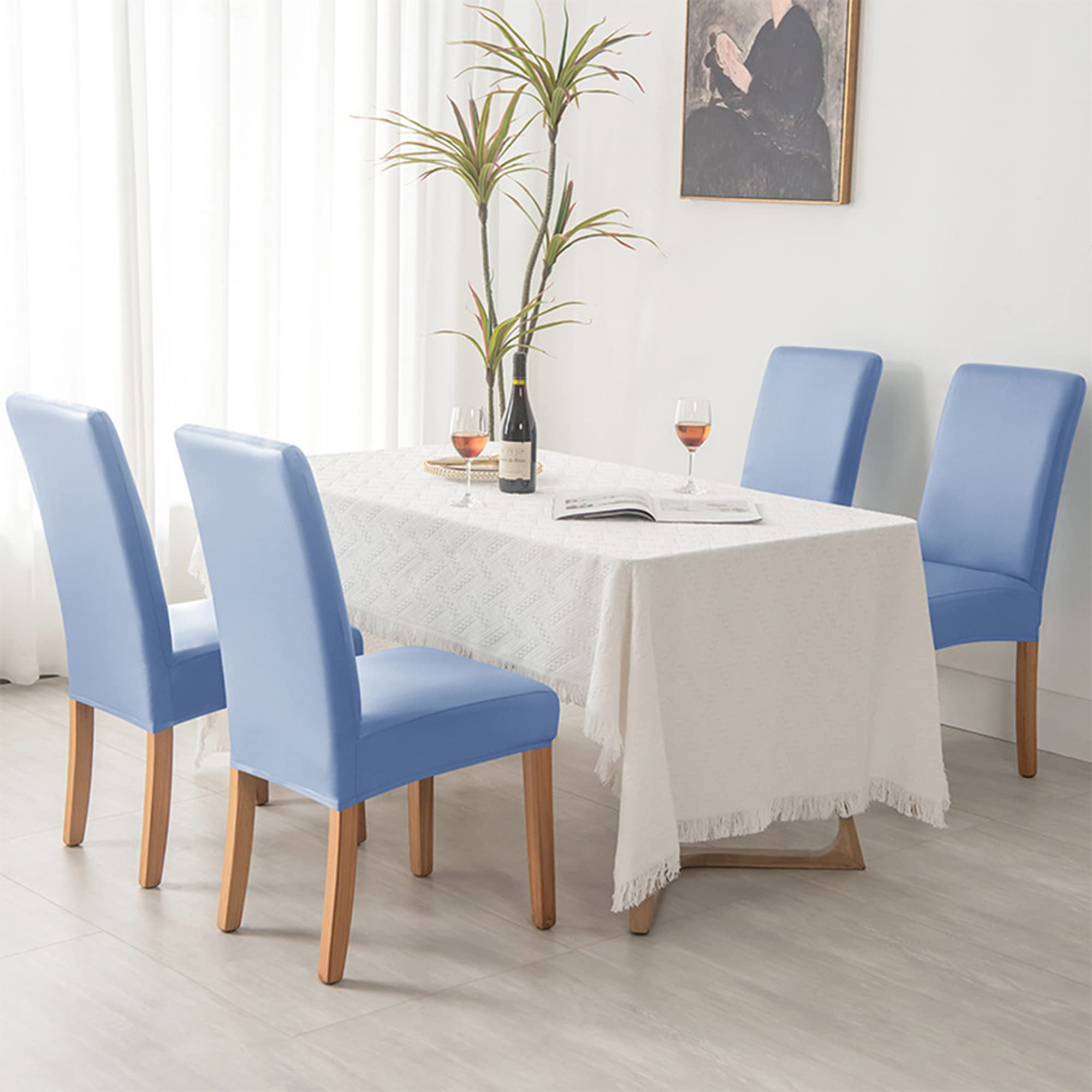 Set di 4 coprisedie in pelle sintetica elasticizzata, protezione impermeabile e oleorepellente, universali, per sala da pranzo, cucina, hotel, banchetti, grigio chiaro