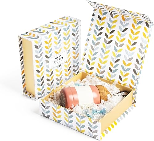 Cajas de regalo con tapas, paquete de 2 unidades, 7.3 x 7.1 x 2.1 pulgadas, pequeñas cajas de regalo con tapas magnéticas que contienen tarjeta,