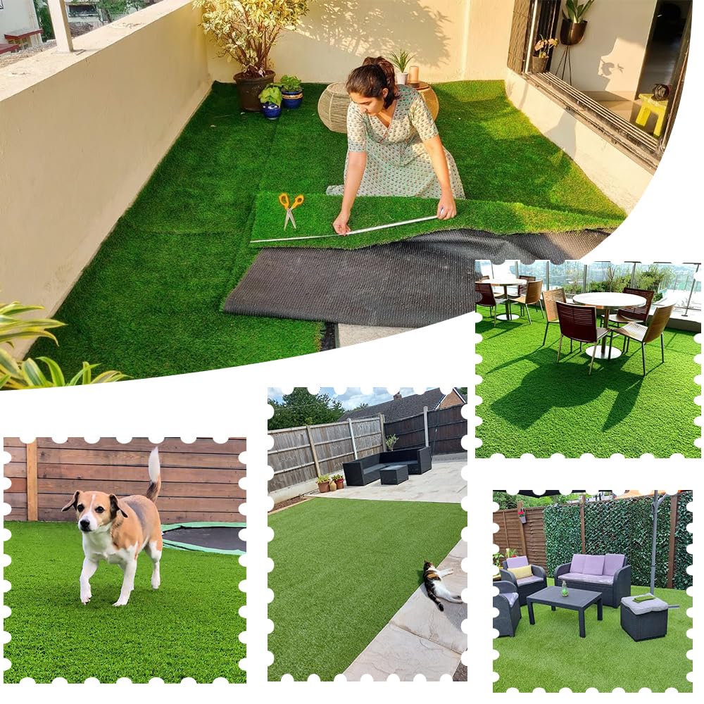 Petgrow 1M × 3M Kunstgras für Haustiere, 20mm Grashöhe Dauerhaftes Selbstentwässerungssystem Falsche Rasenmatten, Natürliche Simulation für Terrasse Balkon Außen Innen Grüner Rasenteppich (1M × 3M)