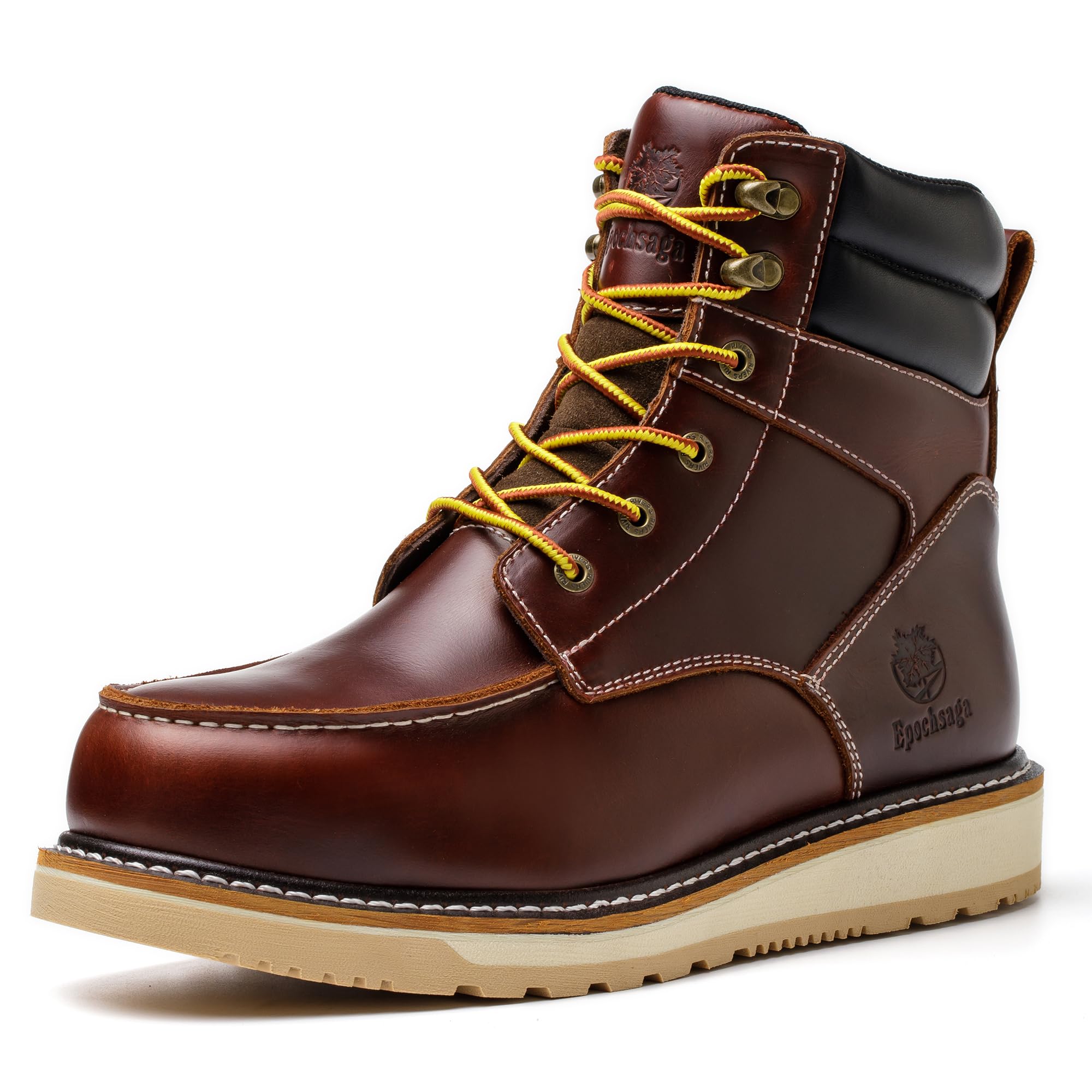 Impermeabile Morbido Moc Toe Moda Industiral & Construction Stivali da Lavoro 6 '' Marrone/Nero