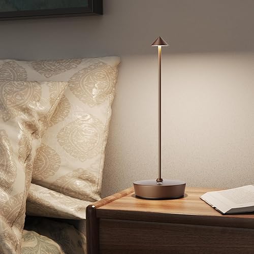 Miniatura 8 de JALVDE Lámpara de mesa recargable con pilas (juego de 2 - marrón café)