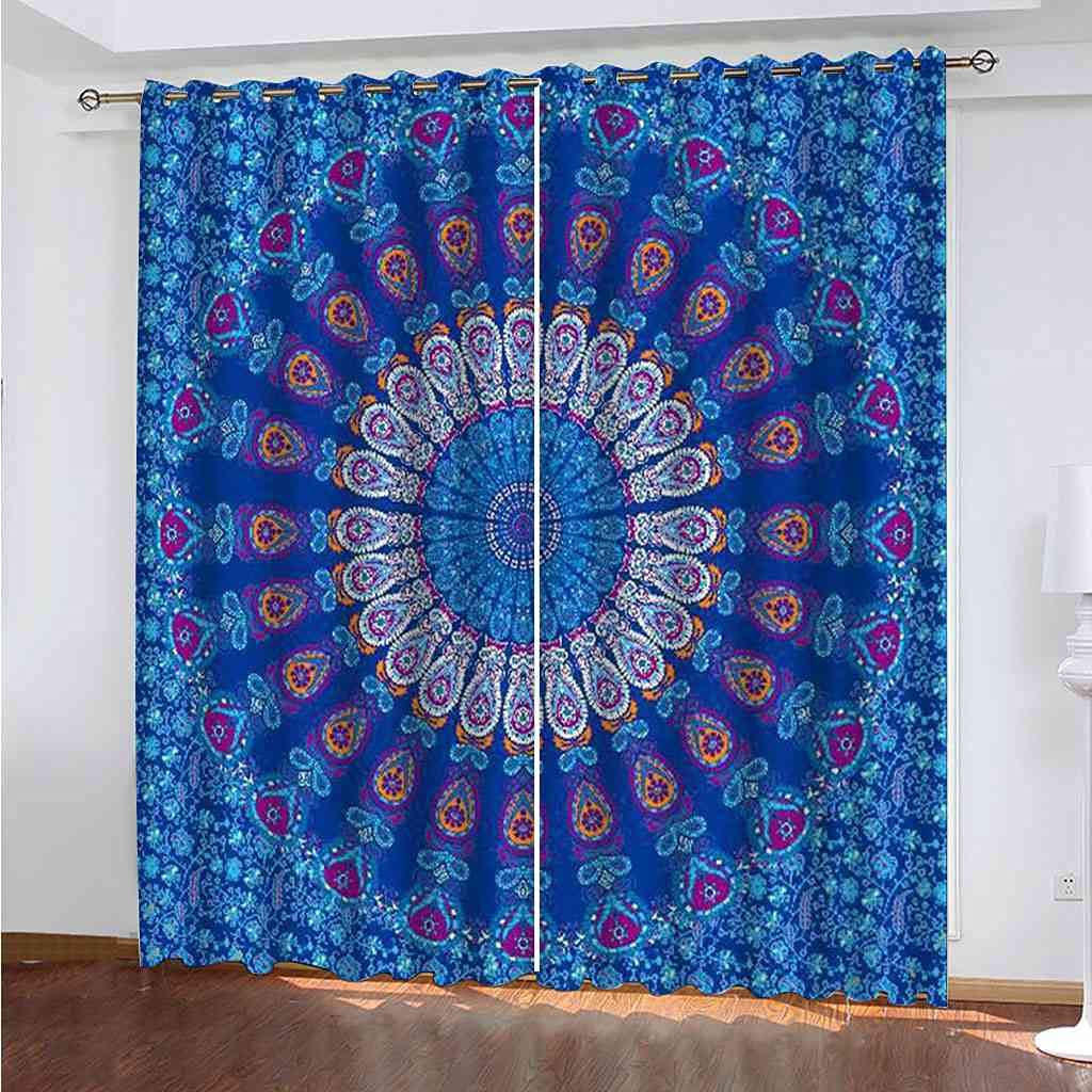 Rideaux enfant fleurs de paon bleu occultants pour sublimer la chambre et le salon
