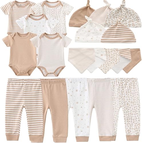 Kiddiezoom Conjunto de ropa para bebé recién nacido, niña, niño, conjunto de pañuelos, conjunto de regalo, conjunto de canastilla de 0 a 3 meses