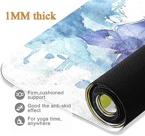 Miniatura 4 de Tapete de yoga con mariposas de acuarela, antideslizante, para pilates, entrenamiento y gimnasio en casa, 71 x 26 pulgadas, esterillas de yoga para