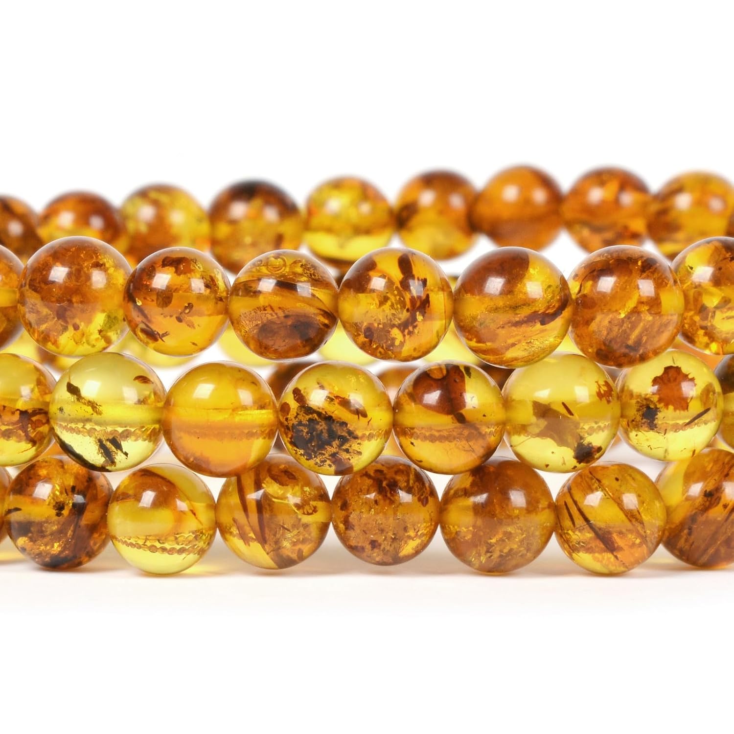 Justinstones Natural Amber Honey Wax Energy Beads Bracelet Crystal Healing Irregular Freeform Baltic Amber Stretchable Bracelet for Adults (Women/Men) - Image 2