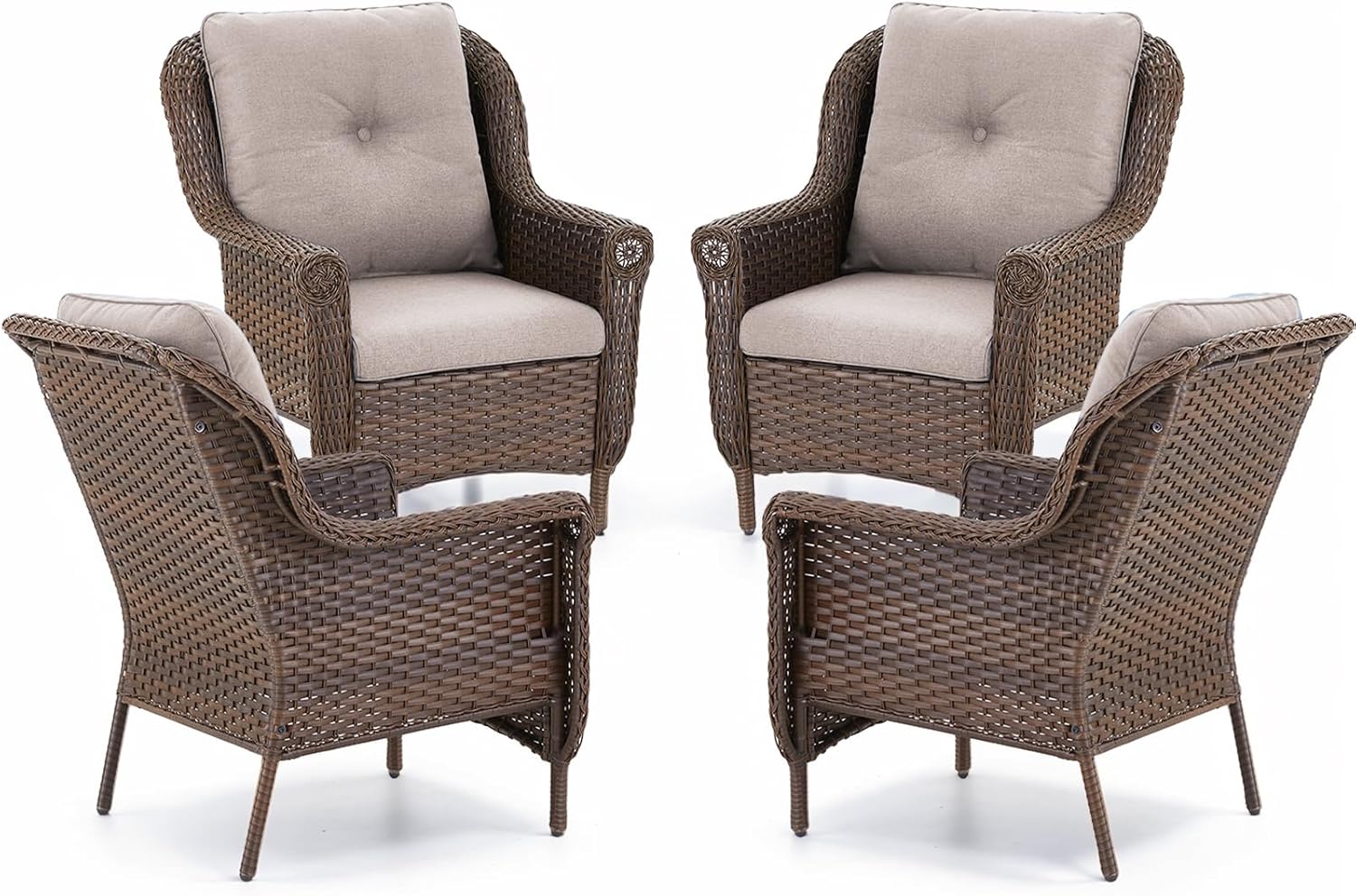 Amazon.com: Patio Chairs Outdoor Wicker Armchair Set of 4 - Heavy Duty ...