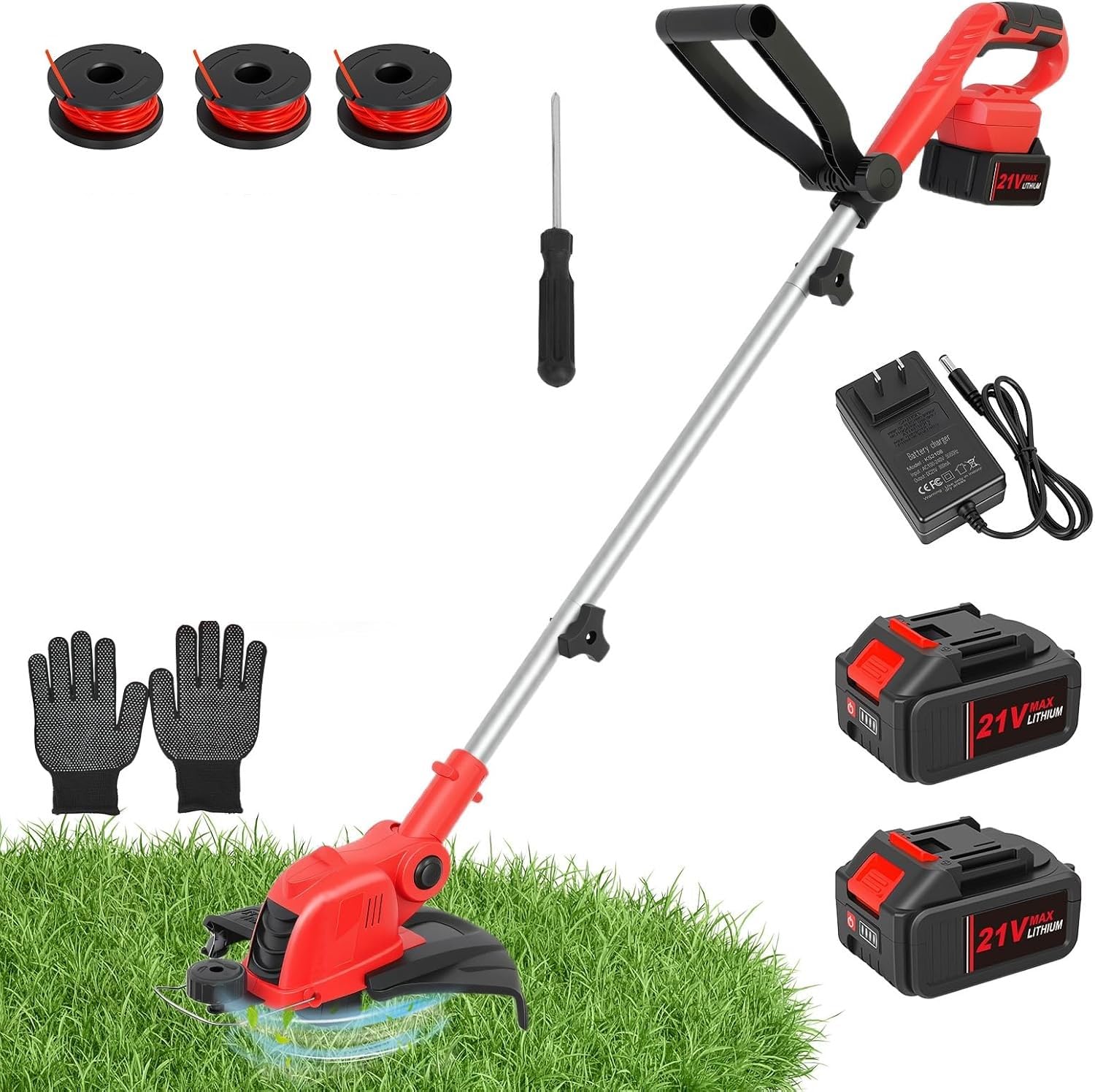 RAXONE 12' Cordless String Trimmer, Electric Weed Wacker & Edger