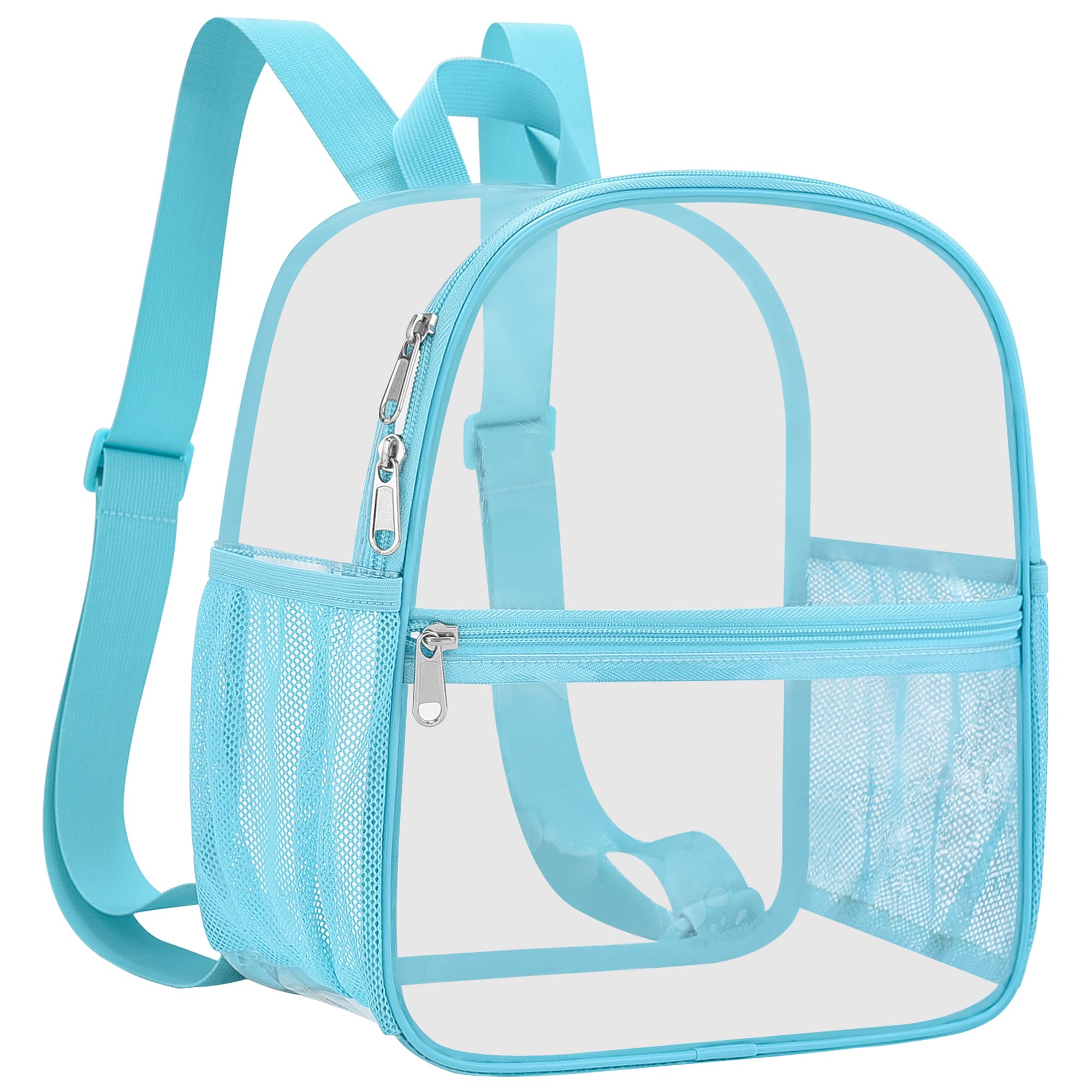 Slumou Clear Backpack for Stadium Events 12x12x6 Sports Backpack Mini Small for Fan, Concert, Beach, Work, Travel & Sporting（Aqua）