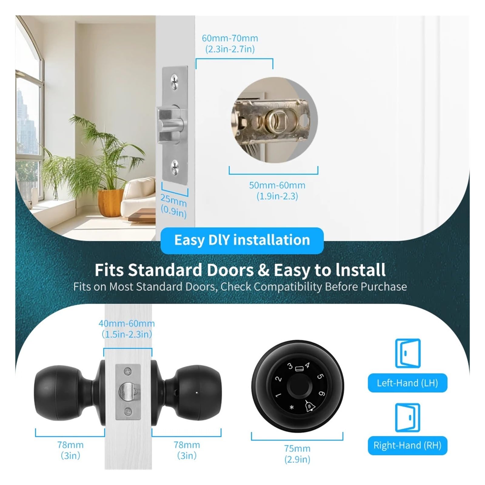 Blokada drzwi Smart Devices Bluetooth Biometryczny odcisk palca Drzwi