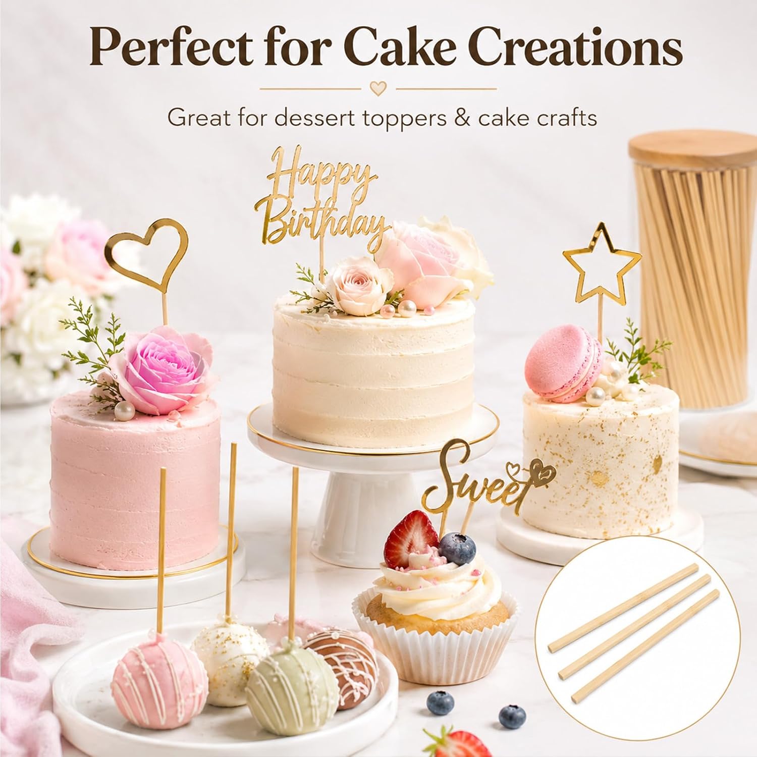 1000 PCS Craft Sticks - Wooden Sticks Bulk Classroom Supplies Wood Craft Sticks for DIY Projects, School STEM Activities, Flower Bouquet, Cake Pop and Wood Craft Supplies 5.5 Inch