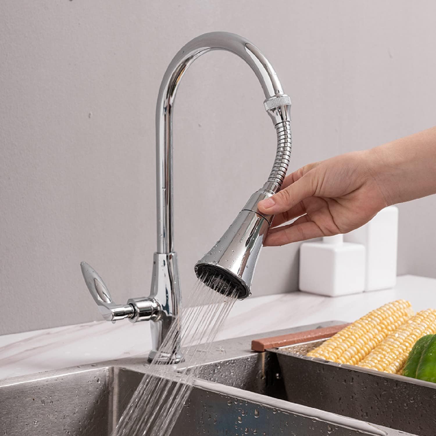 Netram Store 360 Degree Swivel Design Allows Free Rotation Easy Use In Any Direction Dual Water Modes Switch Between Soft Stream And Spray For Different Tasks (Faucet_E 12 Cm) 2