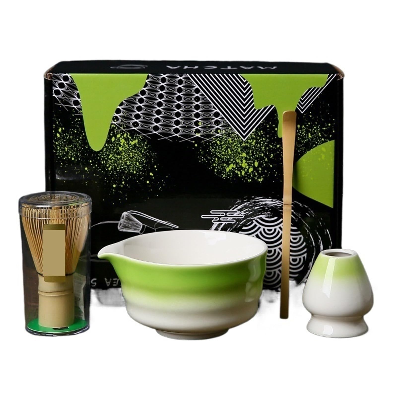 Set Matcha Set for La Preparazione del tè Matcha da 4/7 Pezzi, Pennello for, Squisita Ciotola for con Frusta, Sontuosi Utensili for Il(4pcs Green White)