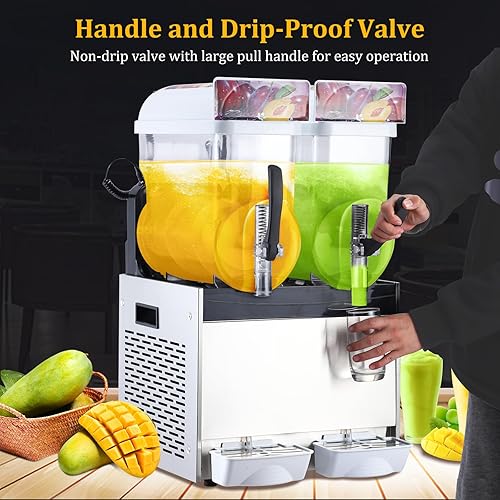 Miniatura 3 de Máquina comercial para granizados, 8 galones/30L (15L x 2 tanques), máquina de granizado de bebidas congeladas con preservación de temperatura,