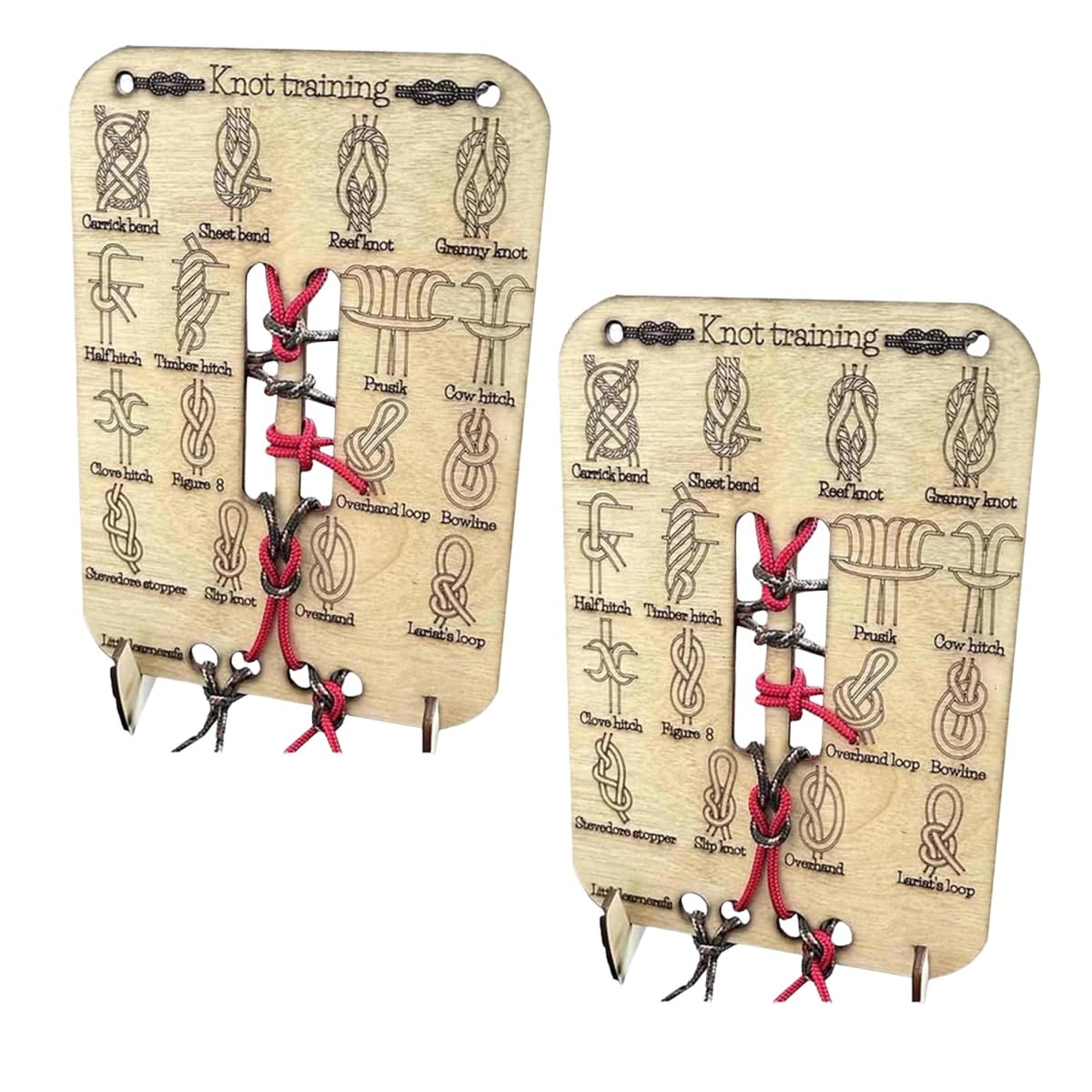 2Pcs Learn Knot Training Board Portable Paracord Knot Tying Kit Hands On Practice Tie Reef and Square Knots with 16 Popular Knots for Outdoor Survival Camping