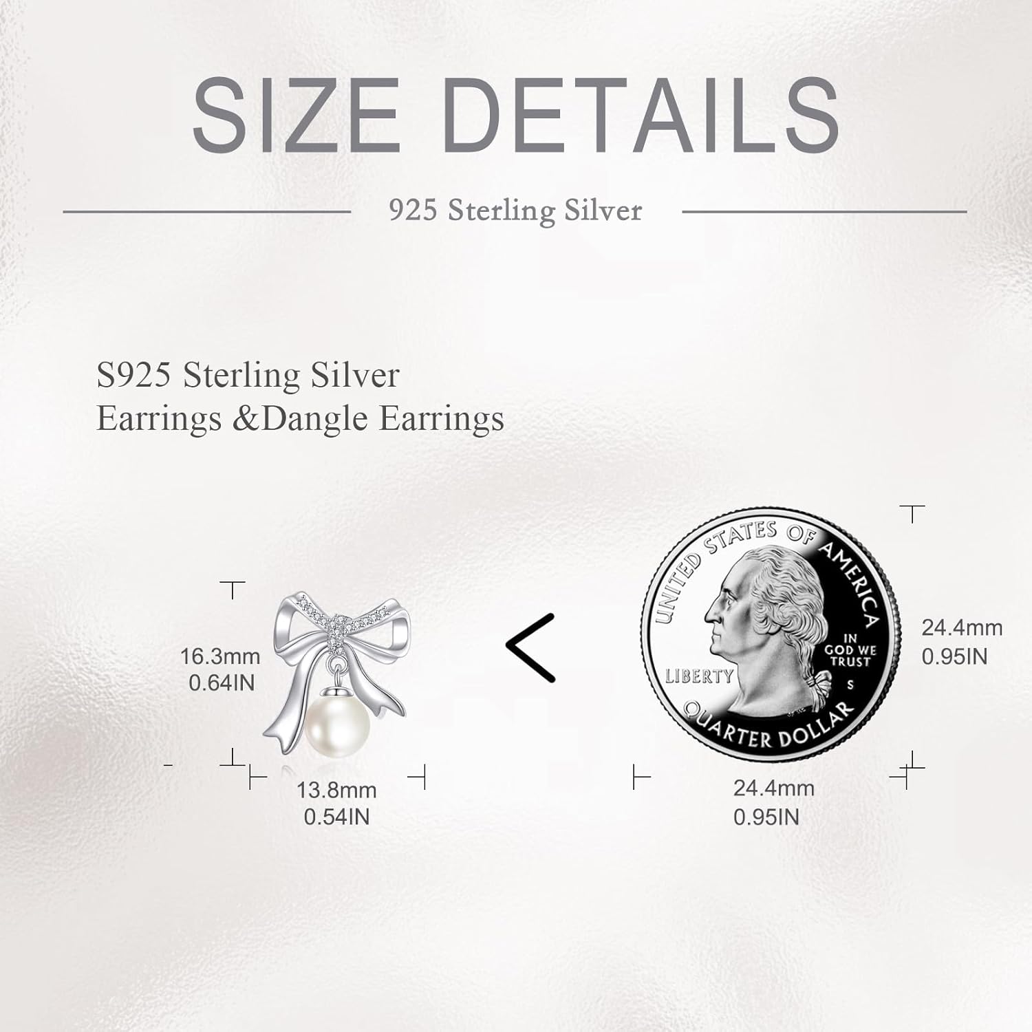 Bow Pearl Earrings Sterling Silver Bow Stud Earrings For Women Freswater Pearl Earrings Jewelry - Image 5