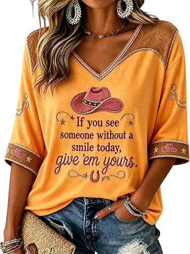 Dolly Shirts for Women V Neck 3/4 Sleeve Dolly Costume Country Music